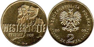 монета Польша 2 злотых 2009