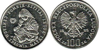 монета Польша 100 злотых 1985