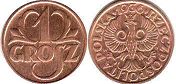 монета Польша 1 грош 1936