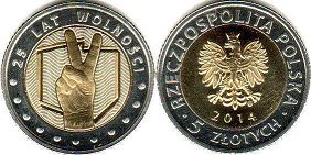 монета Польша 5 злотых 2014