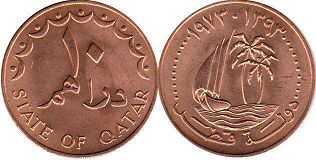 монета Катар 10 дирхамов 1973