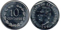 монета Сальвадор 10 сентаво 1999