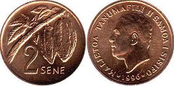 монета Самоа 2 сене 1996