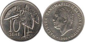 монета Самоа 10 сене 1996