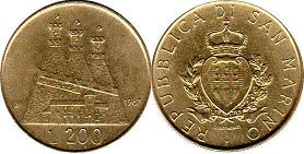 монета Сан-Марино 200 лир 1987