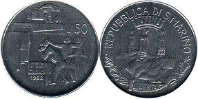 монета Сан-Марино 50 лир 1982