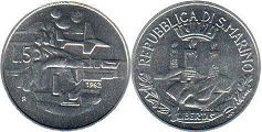 монета Сан-Марино 5 лир 1982
