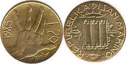 монета Сан-Марино 20 лир 1986