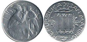 монета Сан-Марино 10 лир 1985