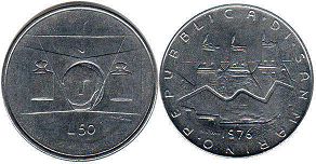 монета Сан-Марино 50 лир 1976