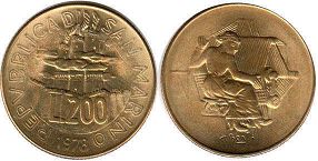 монета Сан-Марино 200 лир 1978