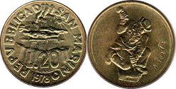 монета Сан-Марино 20 лир 1978