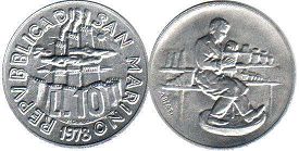 монета Сан-Марино 10 лир 1978
