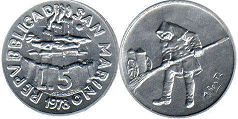 монета Сан-Марино 5 лир 1978