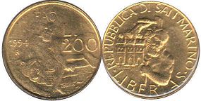 монета Сан-Марино 200 лир 1994