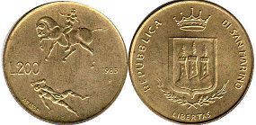 монета Сан-Марино 200 лир 1983