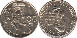 монета Сан-Марино 100 лир 1994