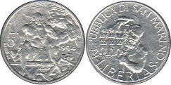 монета Сан-Марино 5 лир 1994
