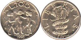 монета Сан-Марино 100 лир 1995