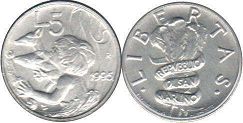 монета Сан-Марино 5 лир 1995