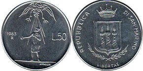 монета Сан-Марино 50 лир 1983
