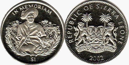 монета Сьерра-Леоне 1 доллар 2002