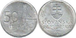монета Словакия 50 геллеров 1993