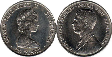 монета Святой Елены Остров 50 пенсов 1984