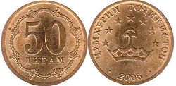 монета Таджикистан 50 дирамов 2006
