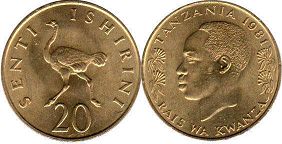 монета Танзания 20 сенти 1981