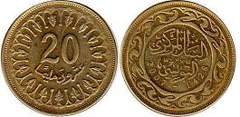 монета Тунис 20 миллимов 2007