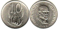 монета ЮАР 10 центов 1982