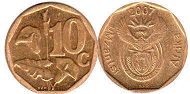 монета ЮАР 10 центов 2007