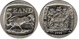 монета ЮАР 5 рэндов 1994 (1994, 1995)