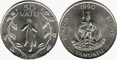 монета Вануату 50 вату 1990