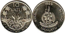 монета Вануату 10 вату 1999