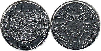 монета Ватикан 100 лир 1975