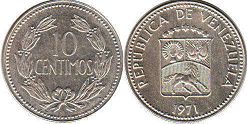 монета Венесуэла 10 сентимо 1971