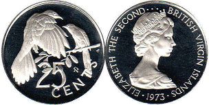 монета Виргинские Острова 25 центов 1973
