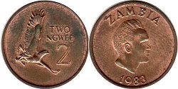 монета Замбия 2 нгве 1983