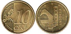 монета Андорра 10 евро центов 2014