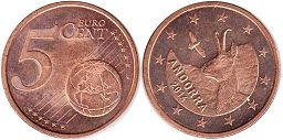 монета Андорра 5 евро центов 2014