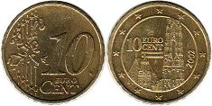 монета Австрия 10 евро центов 2002