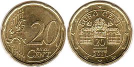 монета Австрия 20 евро центов 2017
