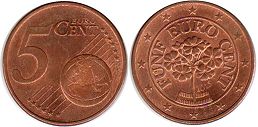 монета Австрия 5 евро центов 2015