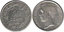 монета Бельгия 50 сантимов 1912