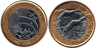 монета Бразилия 1 реал 2014