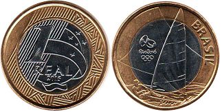 монета Бразилия 1 реал 2015