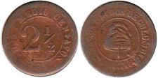 монета Колумбия 2,5 сентаво 1885
