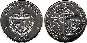 монета Куба 1 песо 1990
